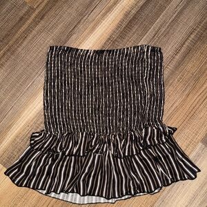 Elegant Black and White Striped Mini Skirt